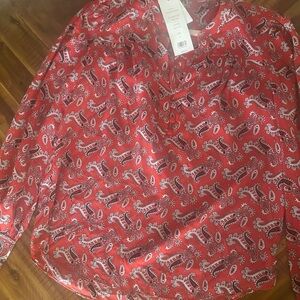 Veronica Beard Red Paisley Blouse